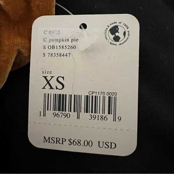 NWT Free People Terese Velvet Top in Pumpkin Pie | size XS - Picture 9 of 9